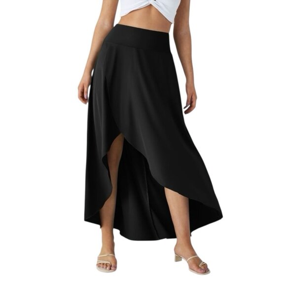 Halara Dresses & Skirts - NWT Halara Breezeful High Waist Split Front Black Maxi Skirt Skort Womens 1X